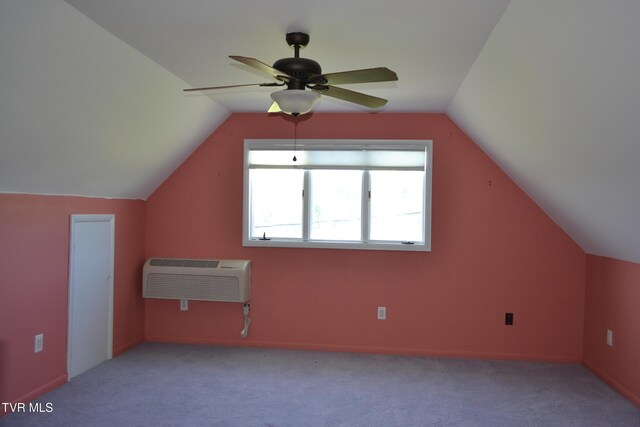 290 Kinchloe Mill Rd, Jonesborough, TN 37659 - bonus room featuring a wall unit AC, carpet flooring, ceiling fan, lofted ceiling, and baseboards
