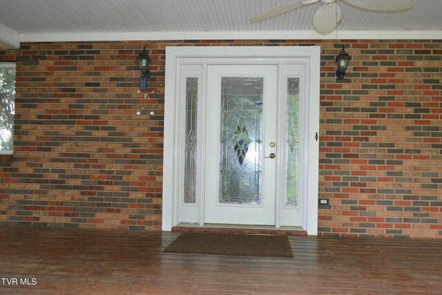 290 Kinchloe Mill Rd, Jonesborough, TN 37659 - view of exterior entry with brick siding and ceiling fan
