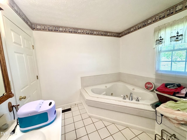357 Martin St, Jonesville, VA 24263 - bathroom featuring a tub with jets, tile patterned floors, and a textured ceiling
