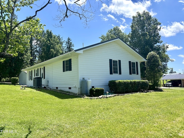 357 Martin St, Jonesville, VA 24263 - view of home's exterior with central air condition unit, crawl space, and a yard