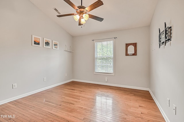 220 Amanda Ln Unit 2, Bristol, TN 37620 - spare room with ceiling fan, light wood-style floors, vaulted ceiling, and baseboards
