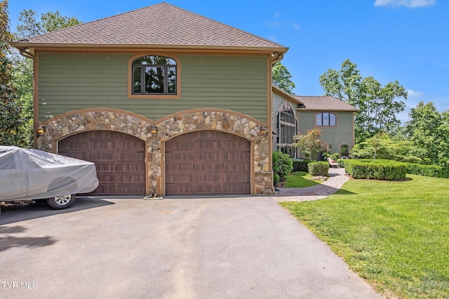18549 Landridge Way, Abingdon, VA 24211 - view of front of property with stone siding, an attached garage, asphalt driveway, and a front yard