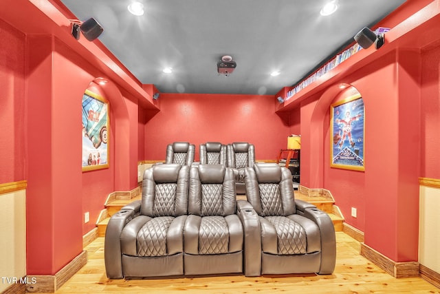 18549 Landridge Way, Abingdon, VA 24211 - cinema room with light wood-style floors, recessed lighting, and baseboards