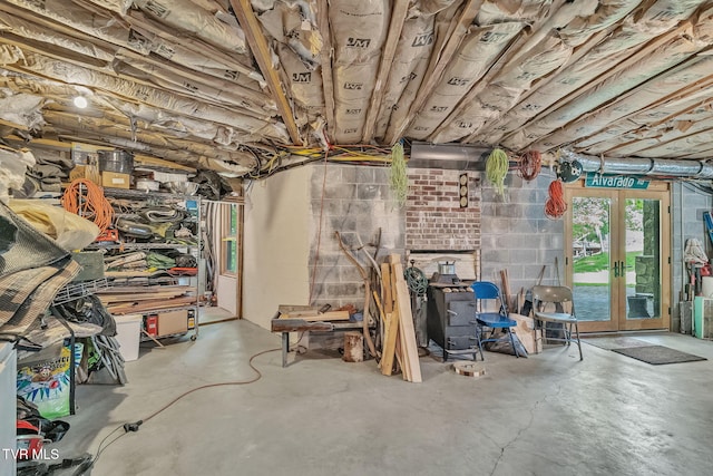 18549 Landridge Way, Abingdon, VA 24211 - below grade area with french doors and concrete block wall