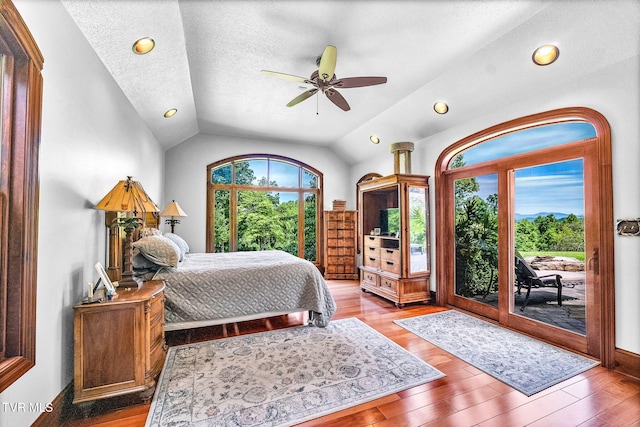 18549 Landridge Way, Abingdon, VA 24211 - bedroom with access to exterior, vaulted ceiling, wood finished floors, recessed lighting, and baseboards