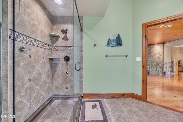 18549 Landridge Way, Abingdon, VA 24211 - full bathroom with a stall shower, baseboards, and tile patterned flooring