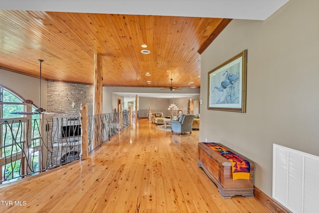 18549 Landridge Way, Abingdon, VA 24211 - corridor with light wood-style floors and wooden ceiling