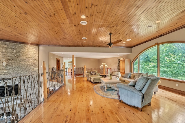 18549 Landridge Way, Abingdon, VA 24211 - living area featuring hardwood / wood-style flooring, a chandelier, ornamental molding, recessed lighting, and wooden ceiling