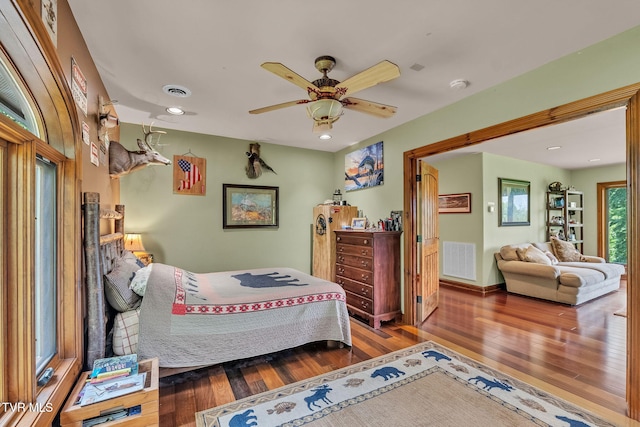18549 Landridge Way, Abingdon, VA 24211 - bedroom with hardwood / wood-style flooring, recessed lighting, and a ceiling fan