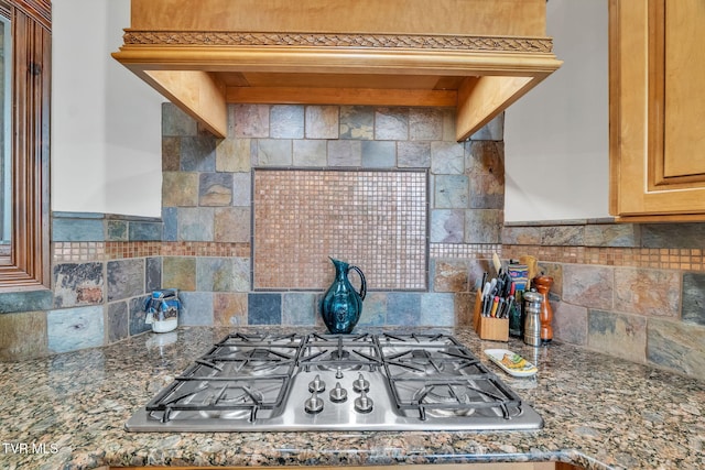 18549 Landridge Way, Abingdon, VA 24211 - kitchen featuring stainless steel gas cooktop, decorative backsplash, and stone counters