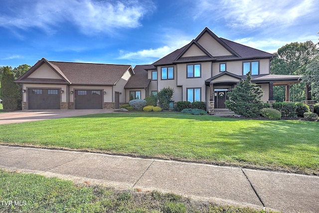 133 Christopher Way, Blountville, TN 37617 - view of front of home with an attached garage, driveway, a front yard, and stone siding