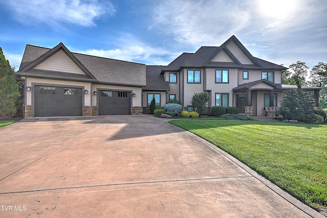 133 Christopher Way, Blountville, TN 37617 - multi unit property featuring an attached garage, a front lawn, concrete driveway, stone siding, and a shingled roof