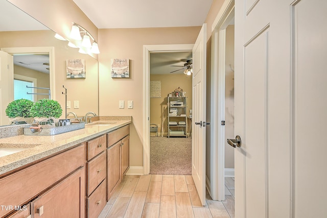 133 Christopher Way, Blountville, TN 37617 - full bathroom with double vanity, wood finished floors, ceiling fan, and baseboards