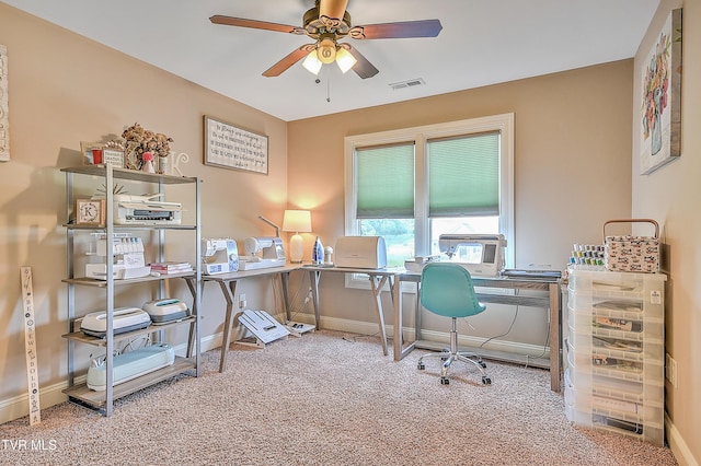 133 Christopher Way, Blountville, TN 37617 - carpeted home office with ceiling fan and baseboards