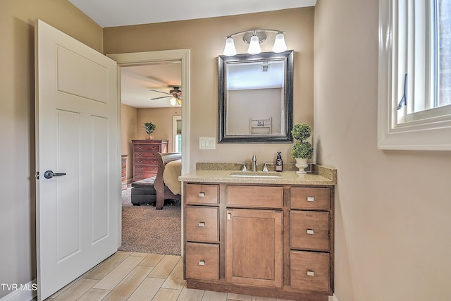 133 Christopher Way, Blountville, TN 37617 - ensuite bathroom featuring vanity, a ceiling fan, and wood tiled floors