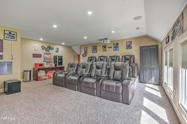 133 Christopher Way, Blountville, TN 37617 - cinema room featuring carpet floors, recessed lighting, vaulted ceiling, and baseboards