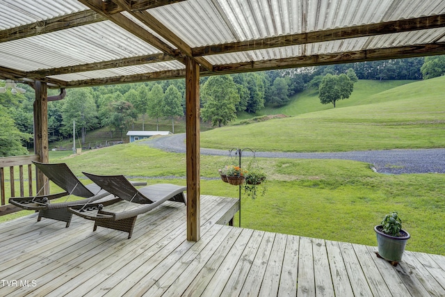111 Jd Whitehead Rd, Roan Mountain, TN 37687 - wooden terrace with a yard