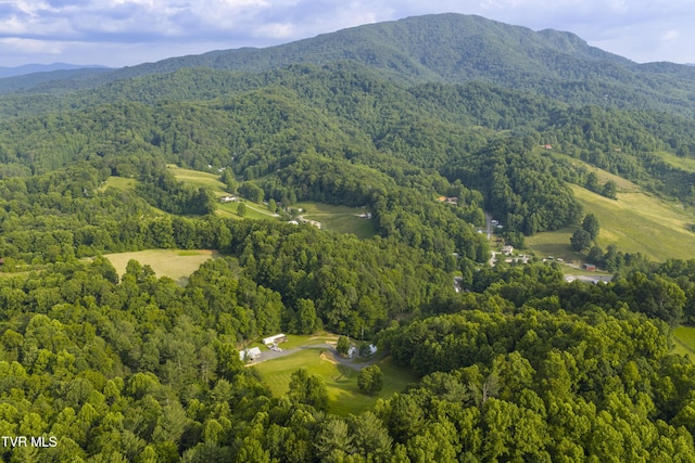 111 Jd Whitehead Rd, Roan Mountain, TN 37687 - aerial view of property and surrounding area with a heavily wooded area and a mountain backdrop