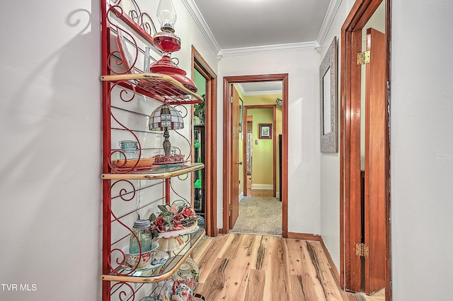 24483 Cave Creek Rd, Abingdon, VA 24211 - hall featuring light wood-type flooring, ornamental molding, and baseboards