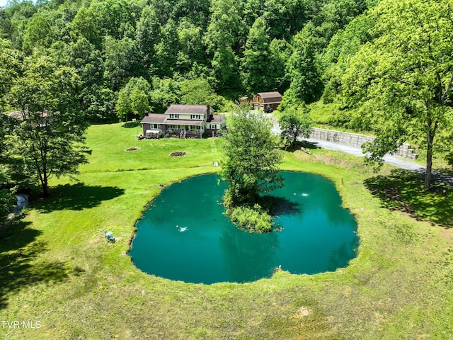 24483 Cave Creek Rd, Abingdon, VA 24211 - view from above of property with a large body of water and a heavily wooded area
