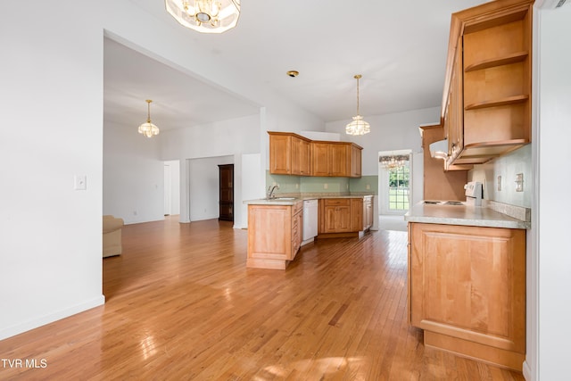 4006 Navaho Dr, Johnson City, TN 37604 - kitchen featuring a chandelier, a sink, light countertops, stove, and dishwasher