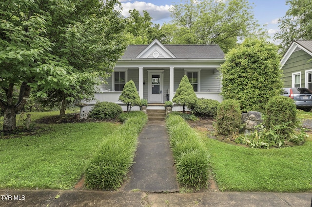 115 W Poplar St, Johnson City, TN 37604 - view of front of home featuring covered porch, a shingled roof, and a front yard
