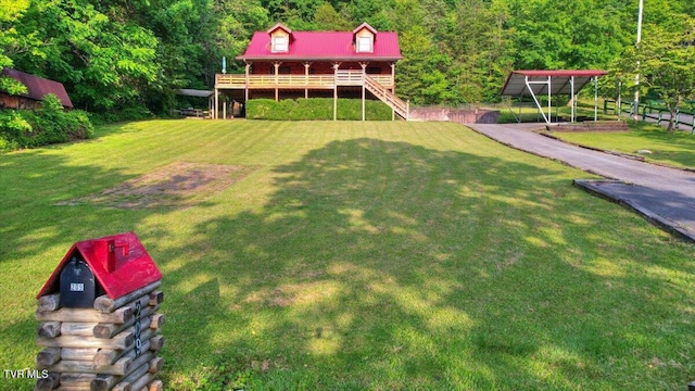 209 Brystone Dr, Gray, TN 37615 - view of yard featuring stairs and a forest view