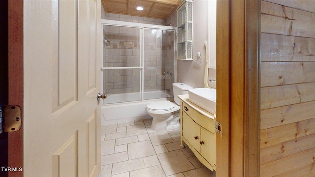 209 Brystone Dr, Gray, TN 37615 - bathroom featuring toilet, vanity, bath / shower combo with glass door, tile patterned floors, and recessed lighting