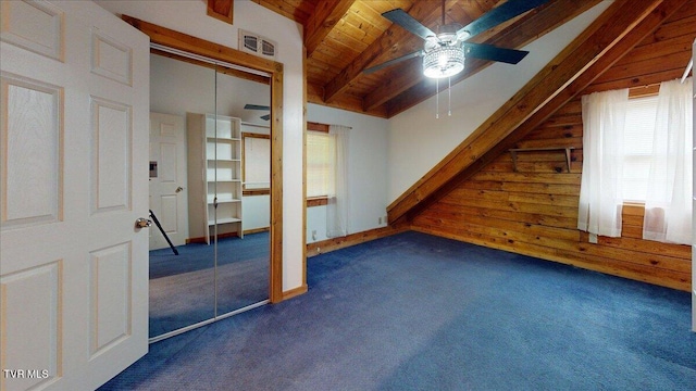 209 Brystone Dr, Gray, TN 37615 - additional living space with plenty of natural light, dark carpet, a ceiling fan, and wood ceiling