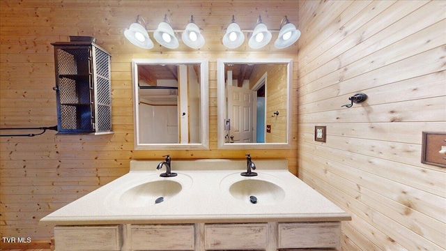 209 Brystone Dr, Gray, TN 37615 - bathroom with wood walls and vanity
