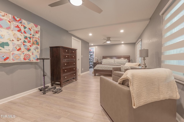 9266 Forest Rd, Coeburn, VA 24230 - bedroom with light wood-style floors, recessed lighting, baseboards, and a ceiling fan