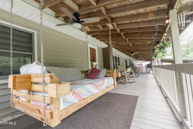 9266 Forest Rd, Coeburn, VA 24230 - wooden terrace with ceiling fan