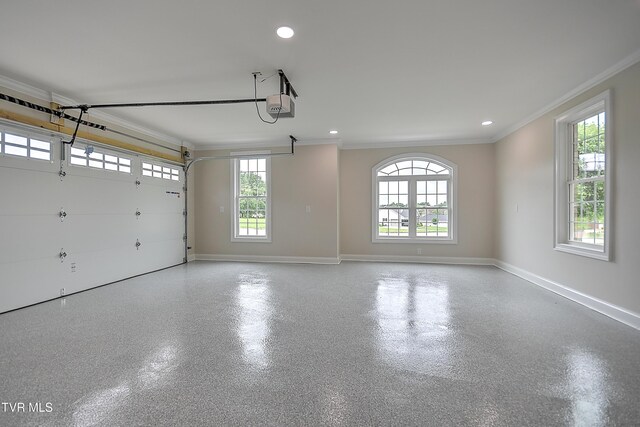 302 Charlton Ct, Bluff City, TN 37618 - garage featuring a garage door opener, baseboards, and recessed lighting
