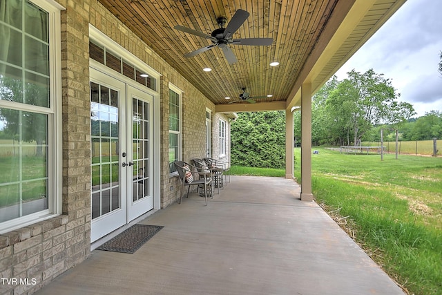 302 Charlton Ct, Bluff City, TN 37618 - view of patio / terrace featuring french doors and a ceiling fan
