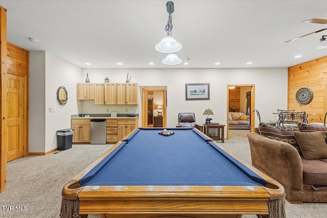 2213 Woodcock Trl, Sevierville, TN 37876 - rec room featuring carpet, billiards table, recessed lighting, and baseboards