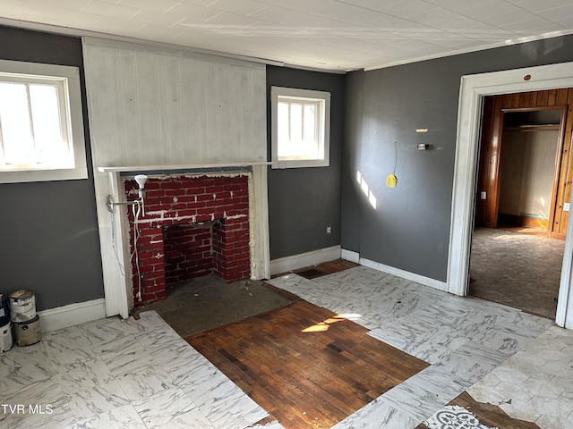 276 Spurgeon Ln, Bristol, VA 24201 - unfurnished living room featuring a fireplace and baseboards