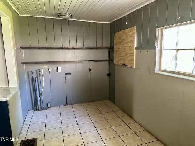 276 Spurgeon Ln, Bristol, VA 24201 - laundry room featuring light tile patterned floors and wood walls