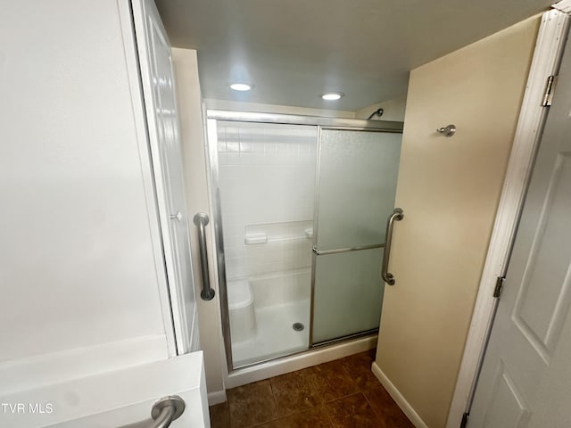 11510 Dogwood Ln, Pound, VA 24279 - full bath with a stall shower, tile patterned flooring, baseboards, and recessed lighting