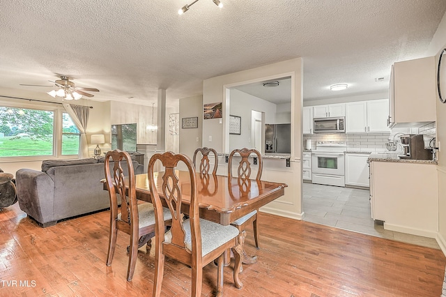 118 Greenmeadow Ln, Jonesborough, TN 37659 - dining area with ceiling fan, a textured ceiling, and light wood finished floors