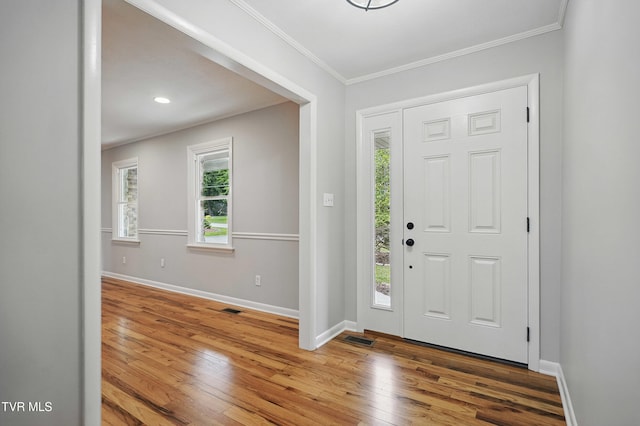 5530 Paramont Rd, Wise, VA 24293 - foyer with baseboards, wood finished floors, and ornamental molding