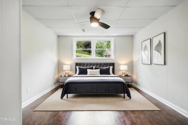 5530 Paramont Rd, Wise, VA 24293 - bedroom featuring a paneled ceiling, wood finished floors, baseboards, and a ceiling fan