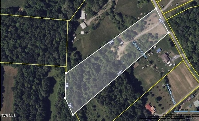 2428 Middle Creek Rd, Afton, TN 37616 - aerial overview of property's location with property parcel outlined