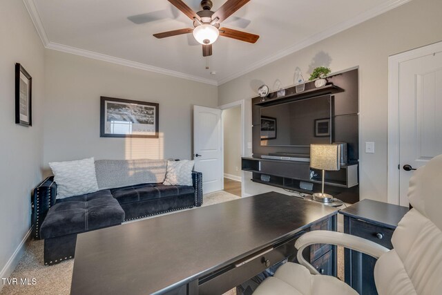 1132 Panoramic Vis, Gray, TN 37615 - office area featuring a ceiling fan and crown molding