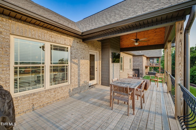 1132 Panoramic Vis, Gray, TN 37615 - view of patio / terrace with a ceiling fan, outdoor dining space, and a wooden deck