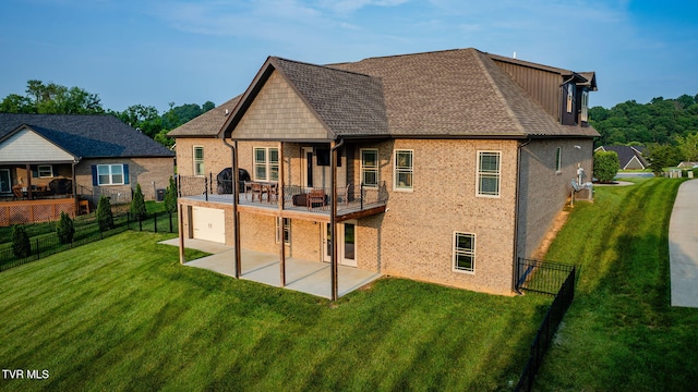 1132 Panoramic Vis, Gray, TN 37615 - back of house with a patio area, brick siding, a garage, and a fenced backyard
