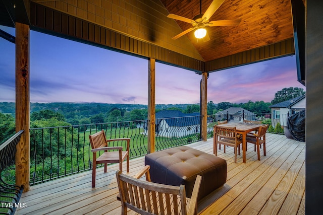 1132 Panoramic Vis, Gray, TN 37615 - wooden terrace with a ceiling fan and outdoor dining space
