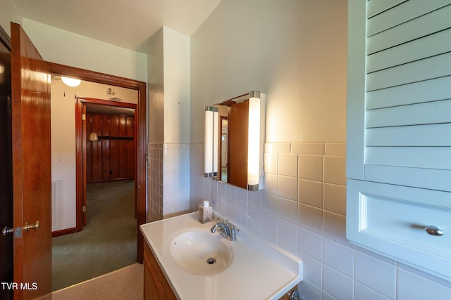 173 Keller Ln, Marion, VA 24354 - bathroom featuring vanity, tile walls, and wainscoting