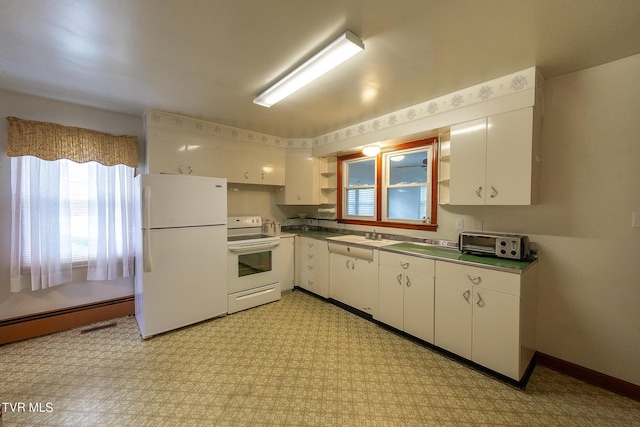 173 Keller Ln, Marion, VA 24354 - kitchen with white appliances, open shelves, healthy amount of natural light, and white cabinetry