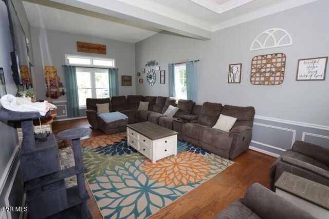 21164 Vances Mill Rd, Abingdon, VA 24211 - living room featuring wood finished floors, ornamental molding, and healthy amount of natural light