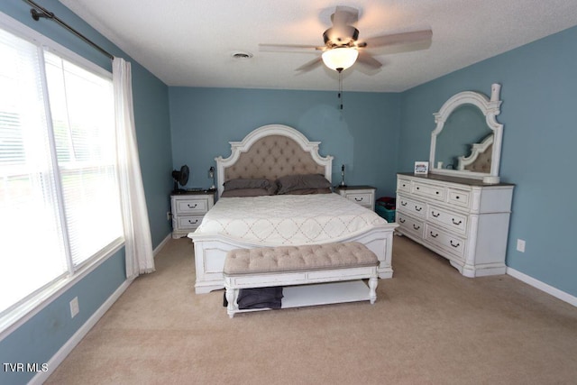 21164 Vances Mill Rd, Abingdon, VA 24211 - bedroom with light colored carpet, multiple windows, baseboards, and ceiling fan